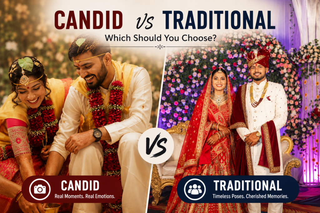 Candid vs traditional wedding photography comparison